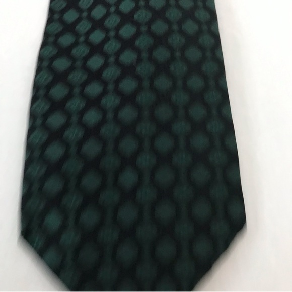 Tie Rich Forest Green Diamonds on Black Background Narrow Vintage Frazin Custom - Picture 9 of 12